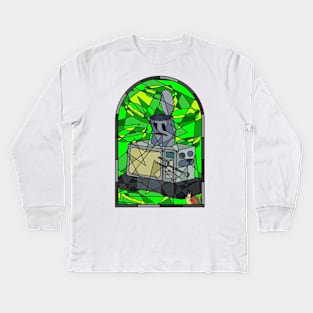 Stained Glass NEPTR the Robot Kids Long Sleeve T-Shirt